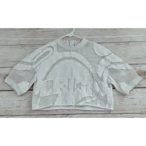 Alice McCall Cropped Mesh Crew Neck Top Women's Size 2‎ White - Picture 1 of 9